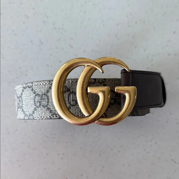 Gucci Gold and Tan Leather Belt with Iconic Double G Buckle Gucci Belt Double G Monogram | EB main image 3